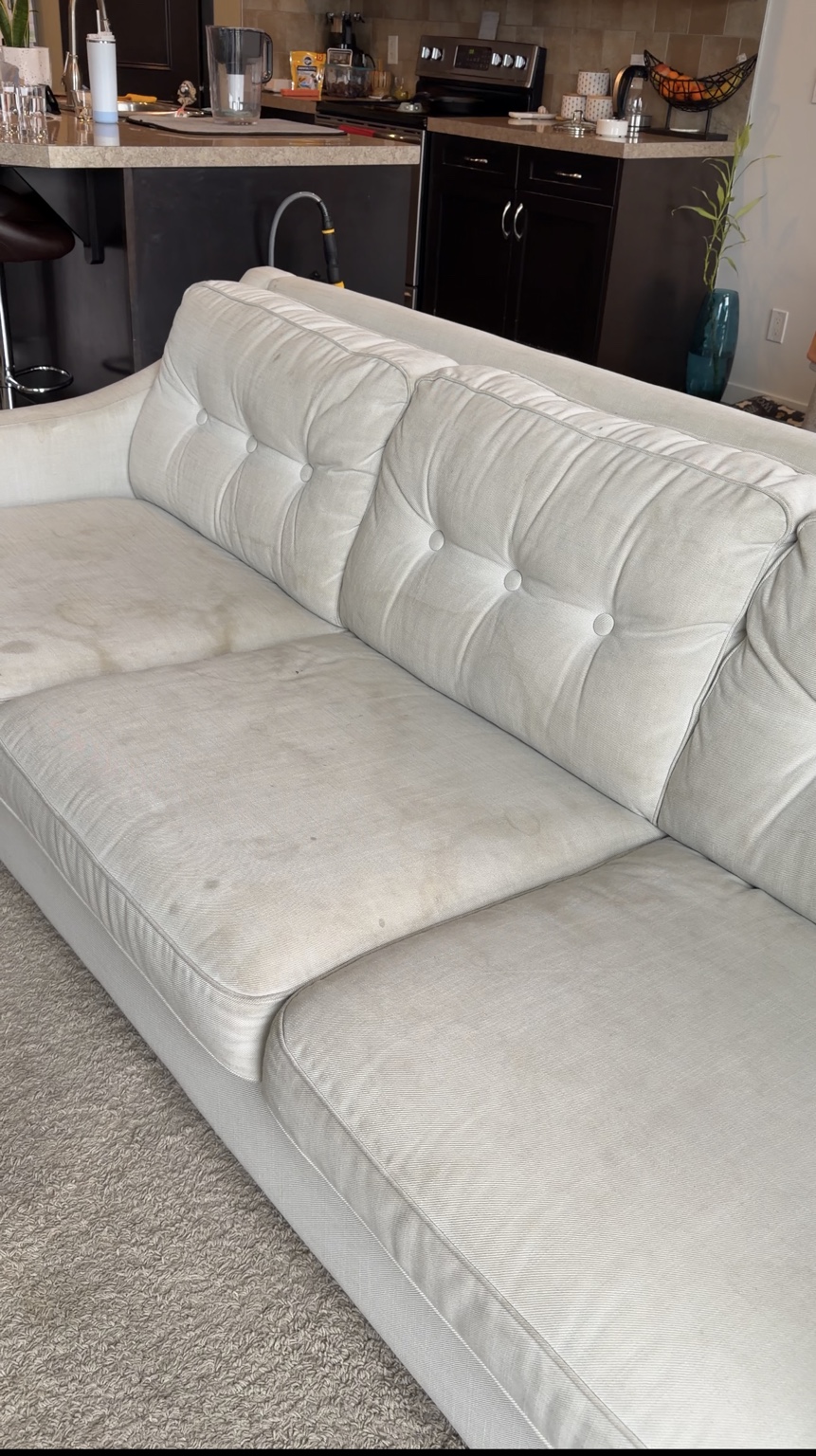 Light sofa cleaning before